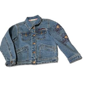 LEVI STRAUSS Signature Embroidered Purple Floral Flowers Denim Jacket Girls 4T